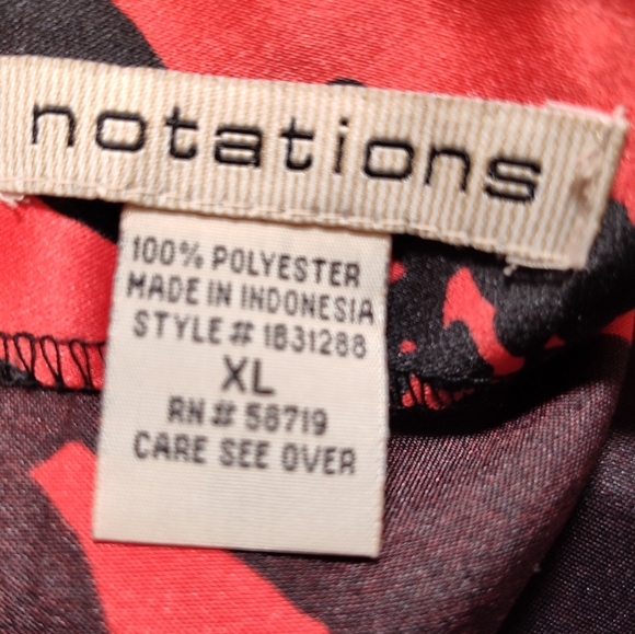 NWOT NOTATIONS SATIN RED & BLACK FLORAL FLARE SKIRT SIZE X-LARGE - Picture 6 of 9
